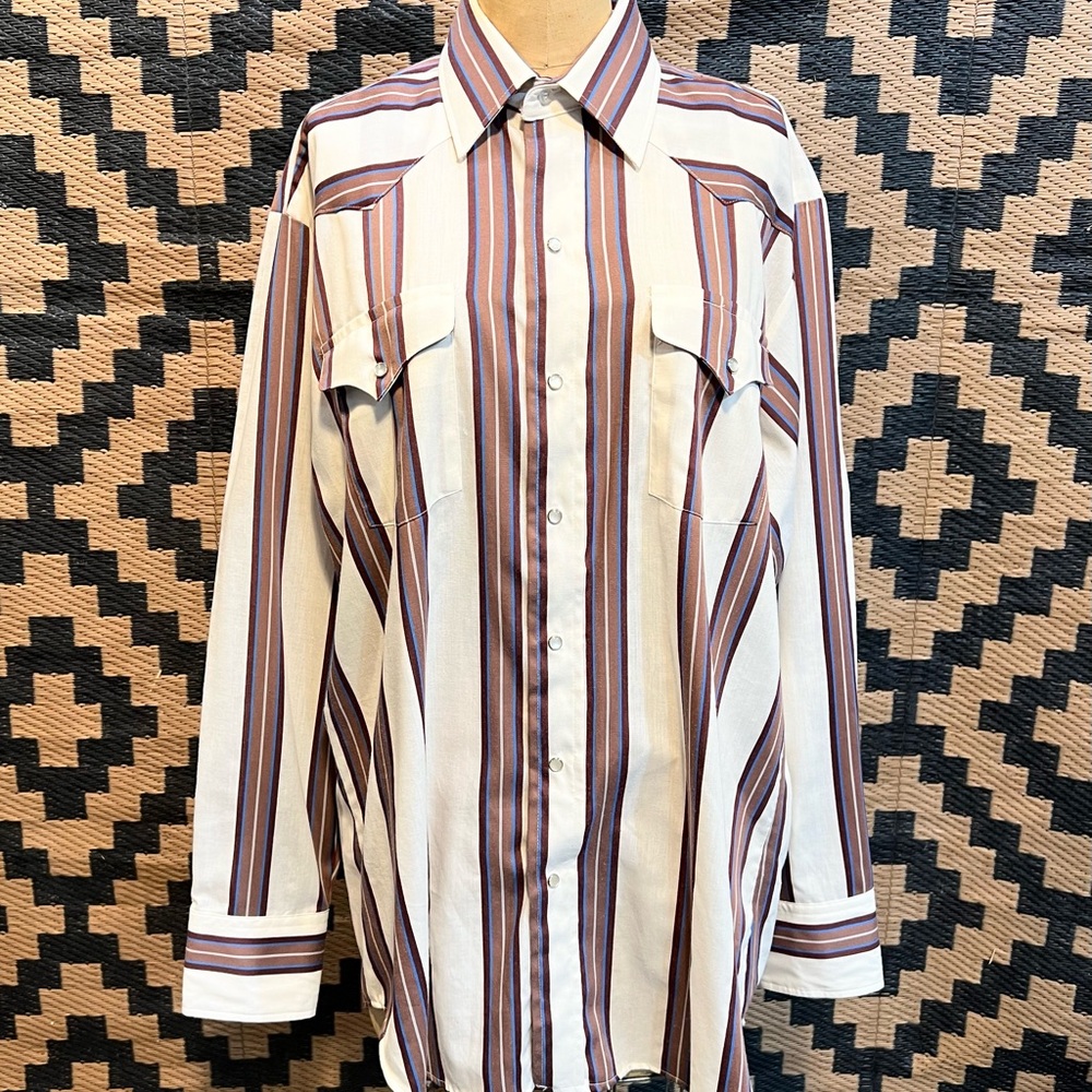 VINTAGE Panhandle Slim western rodeo show shirt stripe snap pearl button 70s 80s - Picture 4 of 11